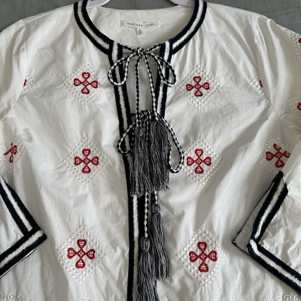Endless Rose Shift Dress White Embroidered Small - Picture 8 of 16